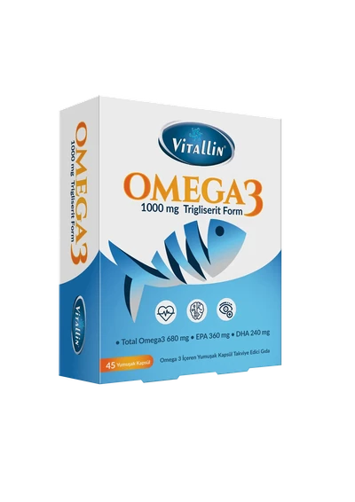 Vitallin Omega-3 45 yumuşak kapsül ürün kutusu