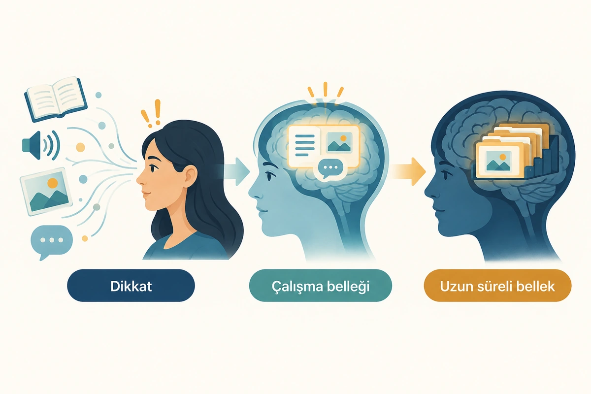 Relationship between attention, working memory and long-term memory